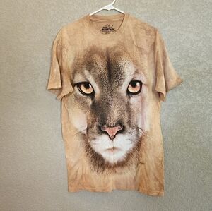 The Mountain Lion face t-shirt Size Medium tie dye